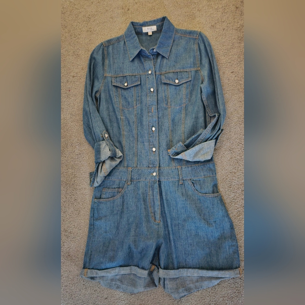 BLVD Women's Denim Jumpsuit sz SM